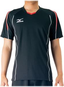 Волейбольная футболка Mizuno V2MA6087, тренировочная футболка, короткий рукав, впитывает пот, быстро сохнет, сухая, облегающий крой, унисекс, черный/красный