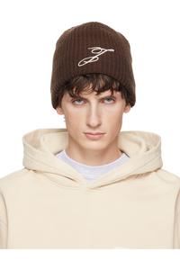 Jacquemus Коричневая шапка-бини "спираль"