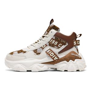 Скользоустойчивые, износостойкие, дышащие массивные кроссовки-хайтопы мужские TONYBEAR, белый черный