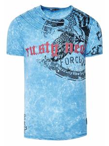 Выцветшая синяя футболка с принтом орла Rusty Neal