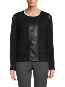 Куртка из искусственной кожи асимметричного плетения на молнии Calvin Klein, черный