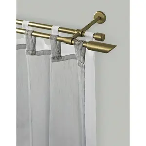 Карниз ZYLI Ø 16 мм, двухрядный, на заказ, длина по желанию, комплект для штор, удлиняемый, скошенная кнопка, без колец Garesa, матово-золотой