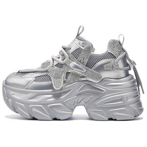 ST&SAT Серебряные противоскользящие массивные кросовки на низком ходу женские, цвет Silver