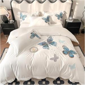 Generic Комплект постельного белья из египетского хлопка с вышивкой бабочек