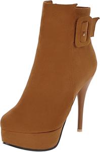 Элегантные женские ботильоны на шпильке с круглым носком Renessmi, Yellow 5