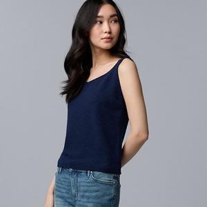 Женский свитер-майка из смесового кашемира Simply Vera Vera Wang, Liberty Navy