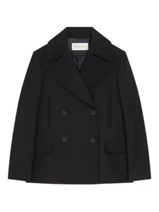 Двубортный пиджак из смесовой шерсти Dries Van Noten, черный