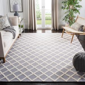 Ковер ручной работы SAFAVIEH, 244 x 305 см, Cambridge Collection Silver / Ivory CAM135D Moroccan Trellis премиум шерсть