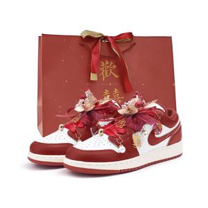 Jordan Баскетбольные кроссовки Air 1 Anti Slip, износостойкие, низкие, винтажные, женские, красные