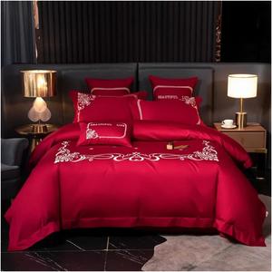 YUSIWOAL Комплект постельного белья из египетского хлопка 1000TC с вышитым пододеяльником и простыней на резинке