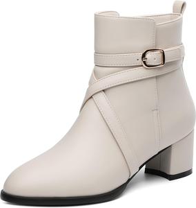 Женские замшевые повседневные ботильоны NUMALEO с пряжкой, круглым носком, массивным низким каблуком, высотой до щиколотки, 2 дюйма, Cow White