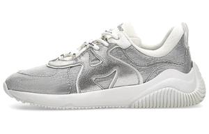 H597 Низкие кеды женские серебристо-белые HOGAN