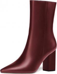 Женские ботильоны FOWT с заостренным носком до середины голени, боковой молнией, массивным высоким каблуком, короткие ботинки, эластичные, для официального офиса и вечерних нарядов, размеры US 4-16