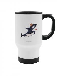 Mr. & Mrs. Panda Термокружка Orca в форме цилиндра, без надписи, белого цвета