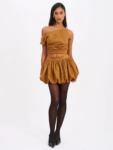 Коричневая замшевая юбка Yuna с подолом-пузырем Miss Circle