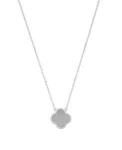 Серебряное ожерелье с гало-клевером Adornia, silver