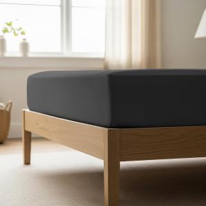 Mellanni Простыня на резинке, серый цвет, размер 99x191 см, глубина кармана до 40 см, мягкая охлаждающая, устойчивая к выцветанию и пятнам, комплект 1 шт.