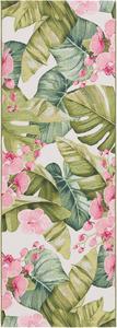 Ковер-дорожка SAFAVIEH, 82 x 244 см, Barbados Collection - Green & Pink, тропический ботанический дизайн, без линьки и простой в уходе, для помещений и улицы, моющийся - идеально для патио, заднего двора, прихожей (BAR596Y)