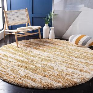 Ковер SAFAVIEH, 122 x 122 см, Hudson Shag Collection круглый Ivory/Gold SGH206D современный без линьки