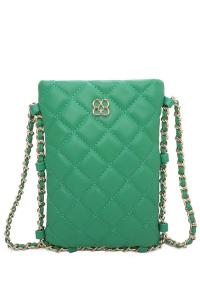 Миниатюрная стеганая вертикальная сумка через плечо из искусственной кожи с ромбовидным узором Clover Fontanella Fashion, зеленый