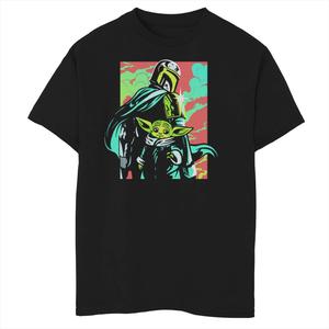 Футболка с неоновым рисунком «Звездные войны: Мандалорец и дитя» для мальчиков 8–20 лет, также известная как Baby Yoda Star Wars