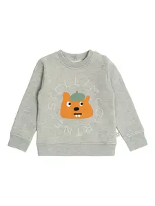 Свитшот с анималистичным принтом Stella Mccartney Kids, серый