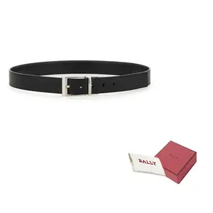 BALLY Кожаный ремень с пряжкой и тиснением логотипа, Black