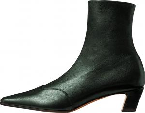 Женские ботильоны средней высоты до середины голени, с квадратным носком, каблук-стилет и боковой молнией, кожаные короткие ботинки OAKUMSAS, Dark Green