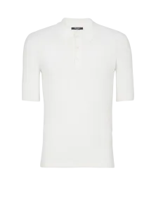 Трикотажное поло с монограммой Balmain, белый/черный