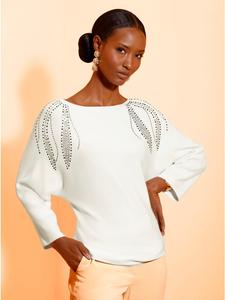 Свитер с рукавами 3/4 цвета экрю creation L