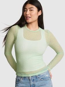 Футболка с длинным рукавом из сетки с леопардовым принтом Pink, mint