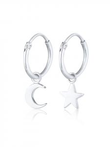 Elli Серьги из серебра 925 пробы: астрономический узор, полумесяц, звезды, звезда в серебре