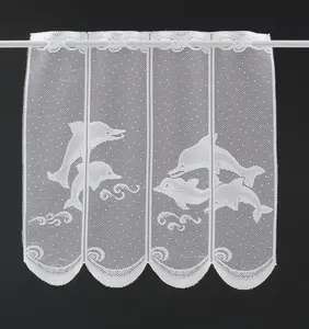 Шторы Kranzusch, шторы для кафе с рисунком дельфинов, 45x88 см (В/Ш), белые, шторы для бистро, кухонные шторы, 1 упаковка Gardinen Kranzusch