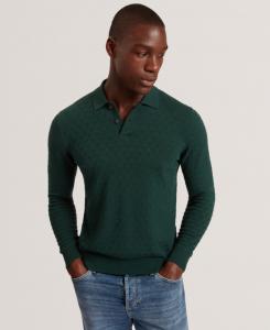 Мужская рубашка-поло Gaten T Stitch с длинным рукавом Ted Baker, Green