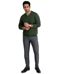 Мужские классические брюки прямого кроя Premium Comfort Slim-Fit с эластичной тканью для комфорта Haggar, серый