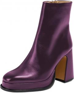 Женские ботильоны на платформе с массивным высоким каблуком, квадратным носком и боковой молнией, обувь для вечеринок, выпускного, вечера, размеры 4-16 US Wo wagas, Purple