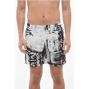 Шорты для плавания GRAFFITI с завязками Alexander Mcqueen, Black and White