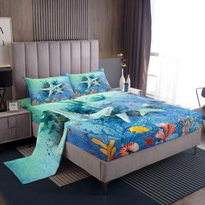 Erosebridal Комплект постельного белья King Size с морским принтом из мягкого микрофибры, Multi 15