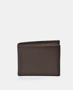 Кошелек в американском стиле с темно-коричневой сумочкой из зерненой кожи Emidio Tucci, темно коричневый