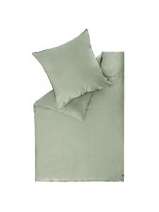 Однотонное атласное постельное белье зеленого цвета Schöner Wohnen Kollektion, 155x220 см (40x80 см)