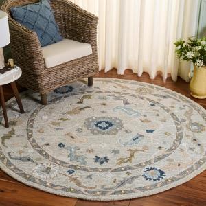 SAFAVIEH Metro Collection ковер, 183 x 183 см, Beige & Blue, ручной работы из шерсти, идеально для гостиной, спальни, столовой (MET827B)