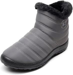 Женские зимние сапоги Stunner с плюшевой подкладкой, средней длины до икры, водонепроницаемые, на молнии сбоку, хлопковые, для снега, W Gray