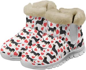 Женские зимние сапоги JoyLamoria с принтом Санта-Клауса и оленей, синие с снежинками, теплые пушистые ботинки для прогулок, утепленные, с противоскользящей подошвой для улицы