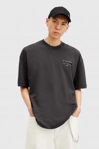 Хлопковая футболка AllSaints REDACT SS CREW, черный