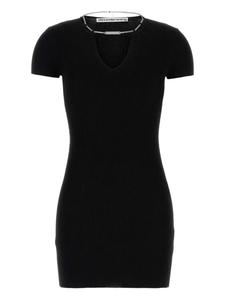 Платье в рубчик с короткими рукавами Alexander Wang, черный