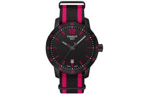 TISSOT Часы Men's Time Jog Collection Watch, Black Dial Red Strap