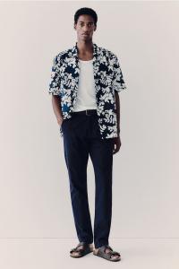 Хлопковые чиносы приталенного кроя H&M, синий