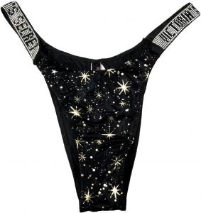 Victoria's Secret Very Sexy Bombshell Shine бразильские трусики, Black Gold Stars