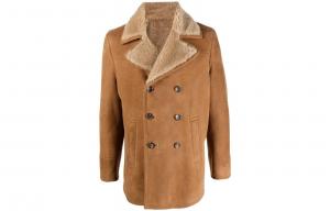 Bally Мужская меховая рубашка с коричневым лацканом, средней высоты