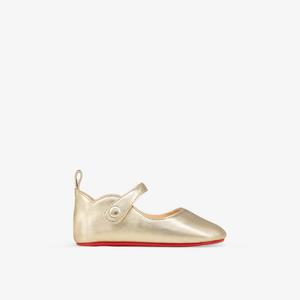Обувь для кроватки Baby Love Chick из металлизированной кожи для 6-12 месяцев Christian Louboutin, цвет platine